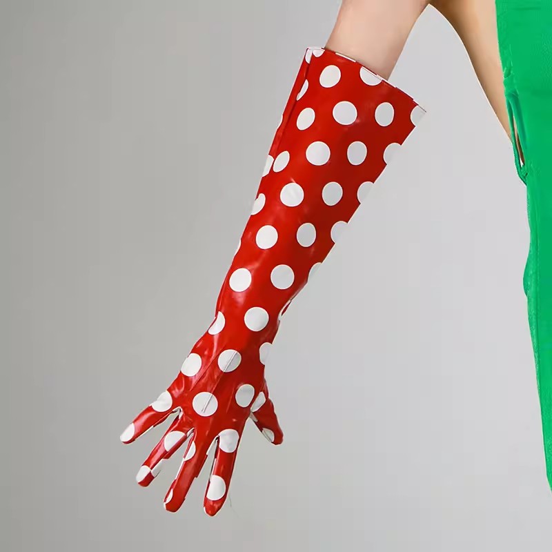 Formal Glove Leather - Kadın Podyum Modası Nokta Baskılı PU