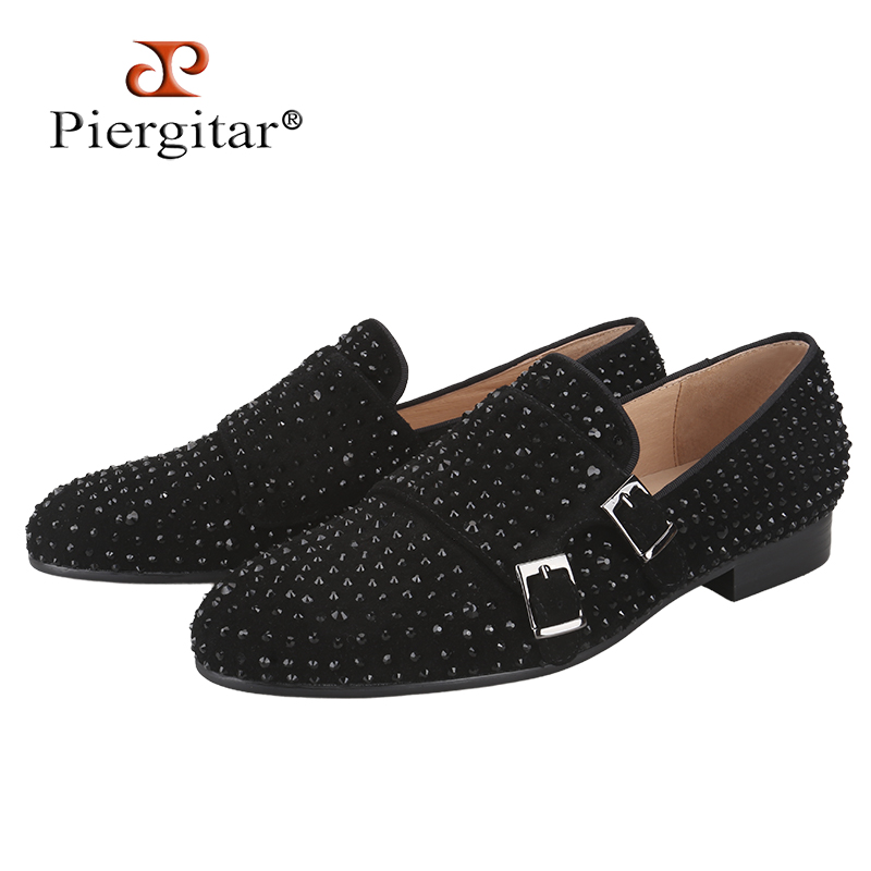 Men'S Formal Wear - Piergitar Yeni Siyah Süet Erkek Çift