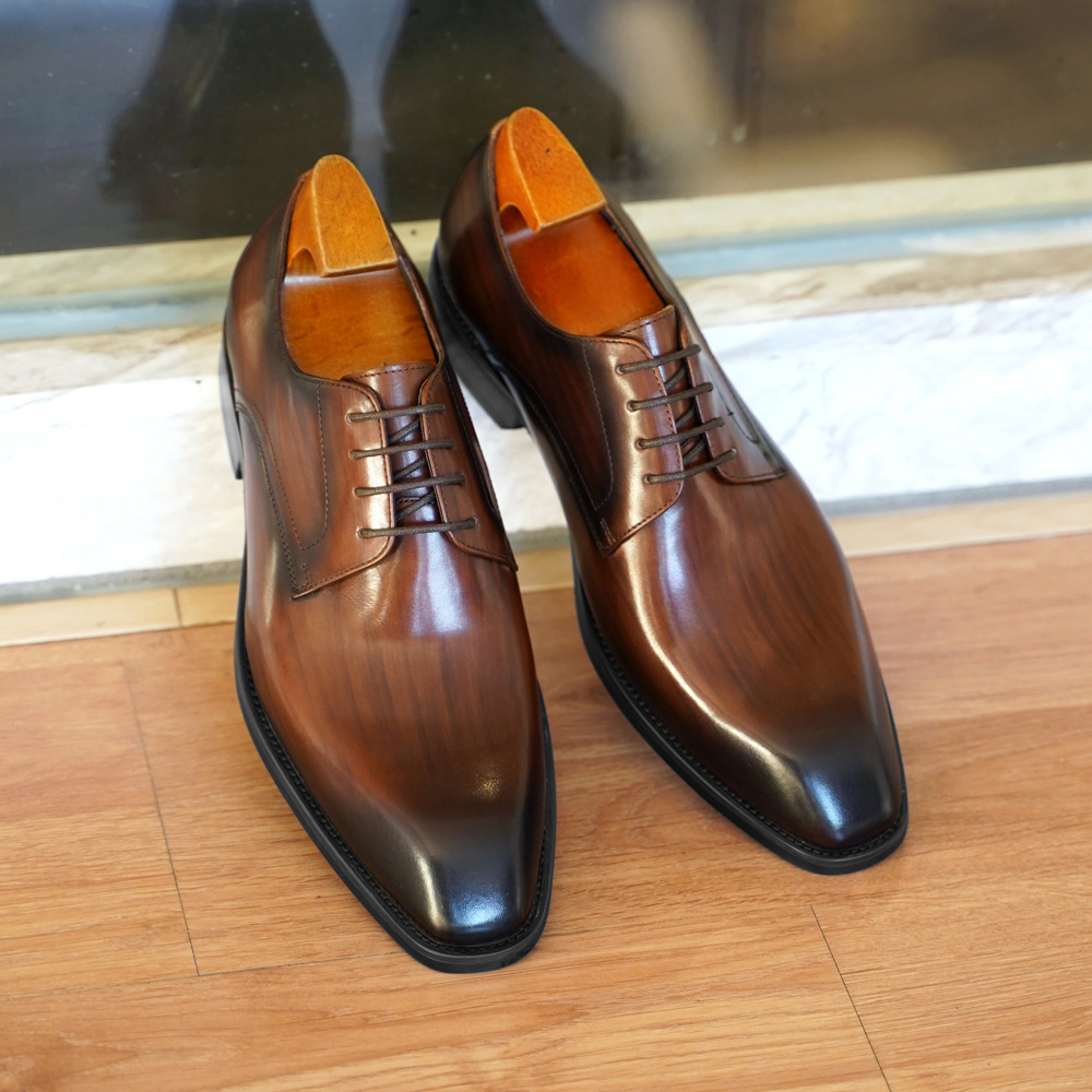 Men'S Formal Wear - Erkek Iş Rahat Ayakkabılar Sıkıntılı Ahşap