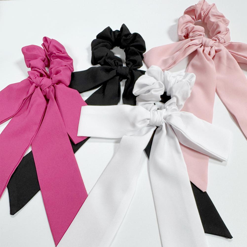 Satin Bow Tie - Pürüzsüz Saten Fiyonklu Saç Tokası Elastik