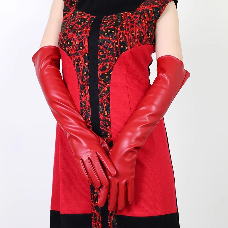 Kadın Podyum Modası Kırmızı PU - Formal Glove Leather incelemesi ve fiyatı